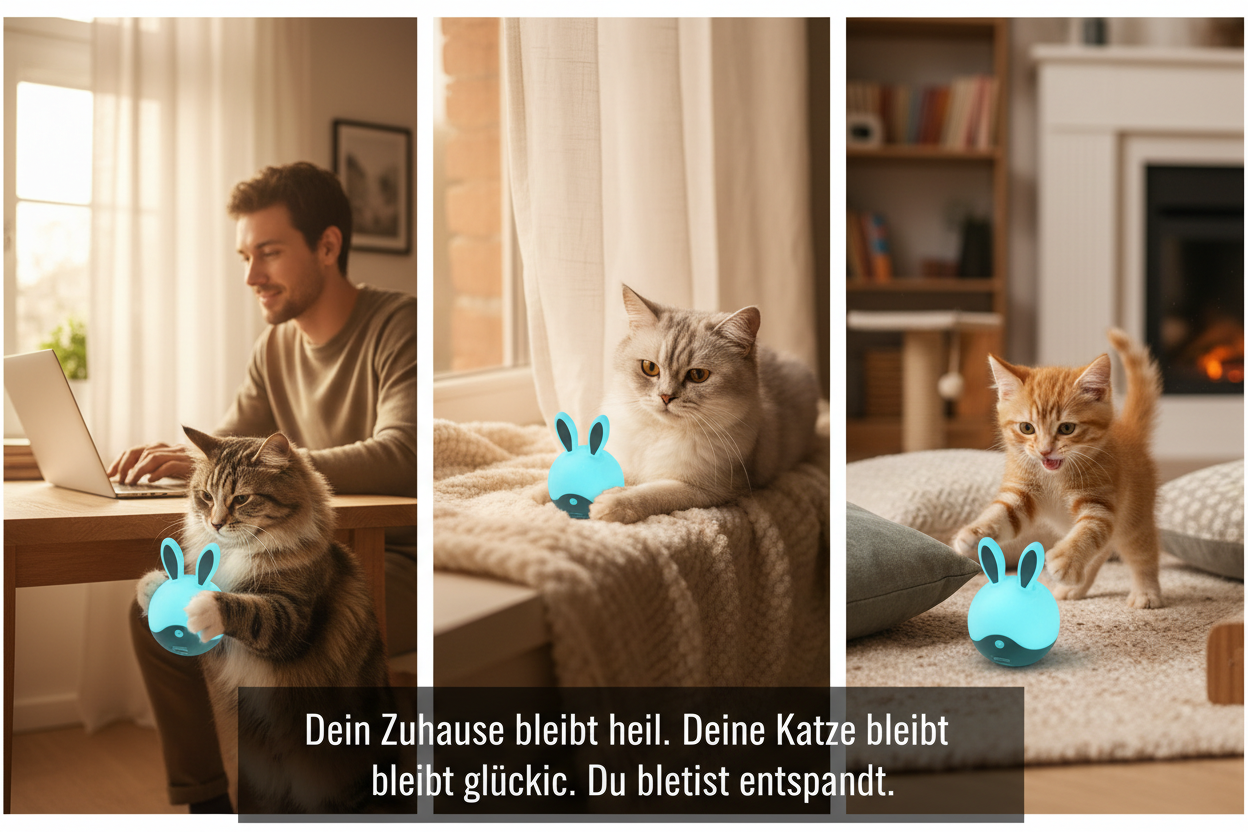 Für wen ist der TurboBall gemacht?

Für Katzenbesitzer, die tagsüber arbeiten und wissen, dass ihre Katze zuhause auf Beschäftigung wartet. Für Senioren-Katzen, die sanfte Bewegung brauchen. Für aktive Jungtiere, die einfach nicht genug bekommen können.

Dein Zuhause bleibt heil. Deine Katze bleibt glücklich. Du bleibst entspannt.