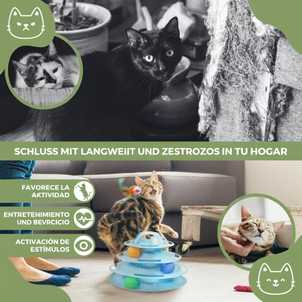 Katzenball-Turm – Montage in Sekunden, Bälle nach Belieben platzieren
