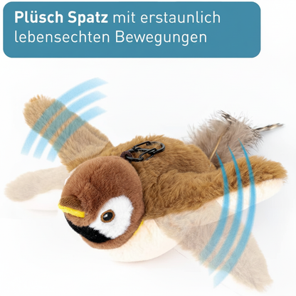 Plüsch Spatz mit erstaunlich lebensechten Bewegungen